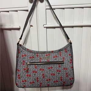 Guess Cherry Print TANA Gray and Red Shoulder Bag